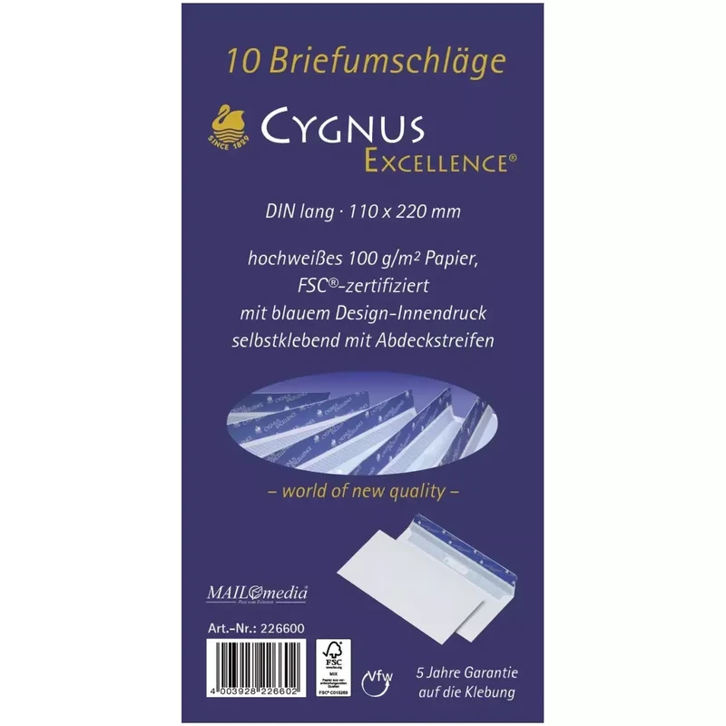 Briefumschlag DL, haftkebend, weiß, Offset 100g, 10 Stück