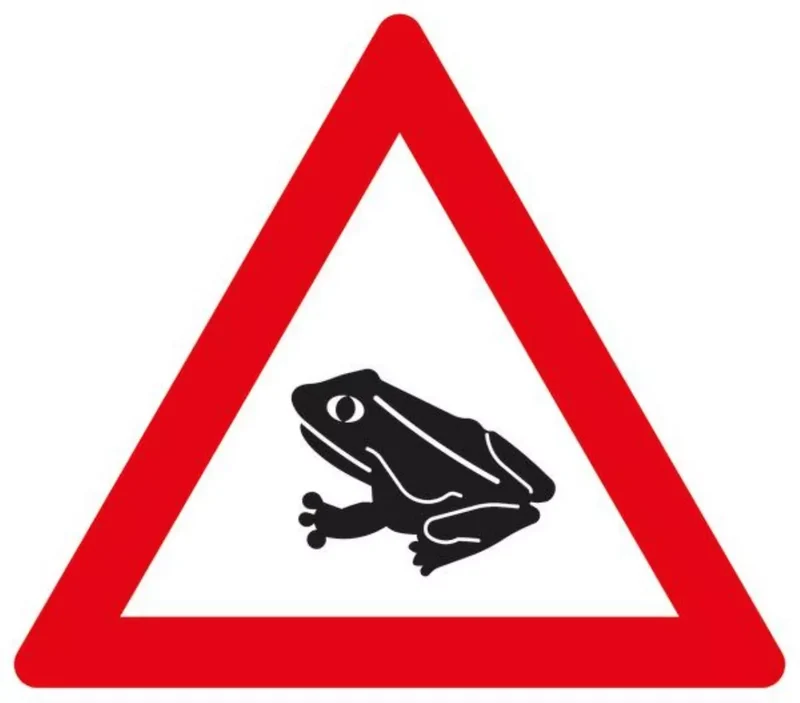 Verkehrszeichen VZ101-14 Amphibienwanderung, Aufstellung rechts