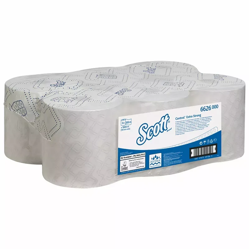 Rollenhandtuchspender-Set mit 6 RL Scott Essential Rollenhandtuch 1-lagig extra Strong (300 Meter pro Rolle)