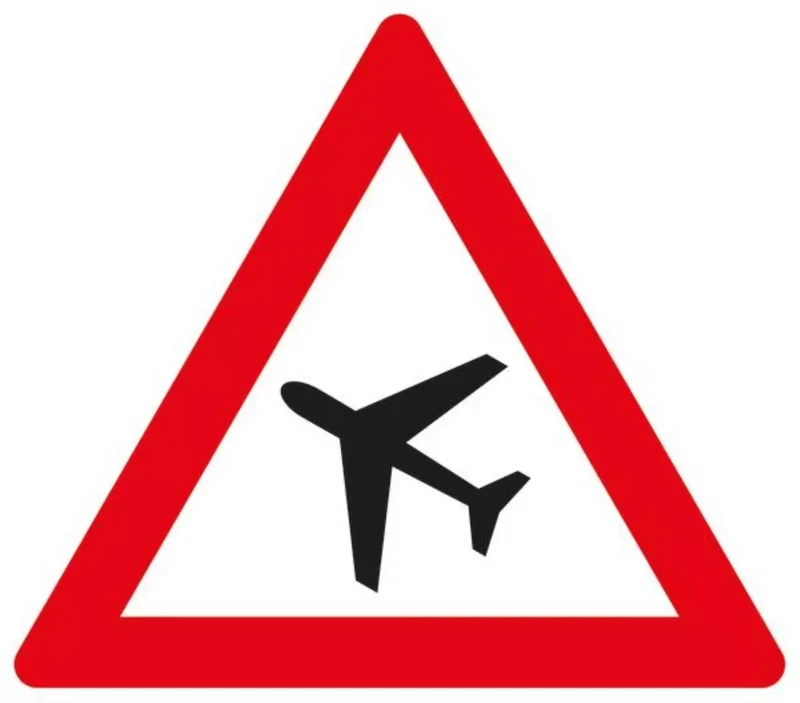 Verkehrszeichen VZ101-10 Flugbetrieb, Aufstellung rechts
