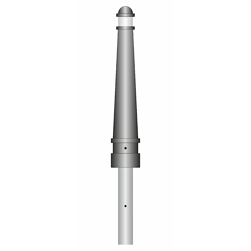 flexible Stilpoller City II DK-10, 835 x ø130 mm, grau - 1 weiße Reflexfolienstreifen, aus recyceltem Gummi, mit integriertem Erdanker