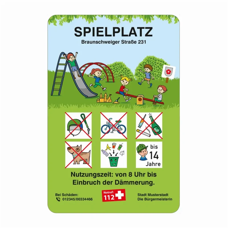 Spiel- und Sportanlagenschilder, Spielplatz
