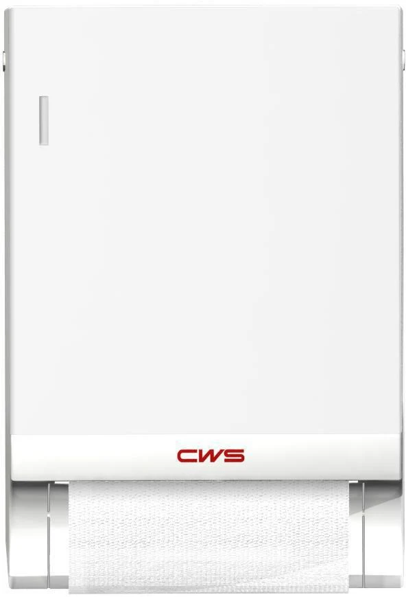 CWS Stoffhandtuchspender Paradise Dry Slim mit Schloss – weiß, Easy-Loading, für 35 m Rollen