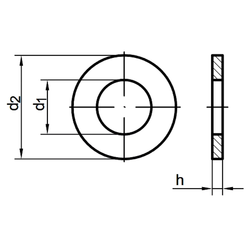 Unterlegscheibe DIN 125, M6, Form A, ohne Fase, Edelstahl A2 - 6,4x12x1,6 mm – VPE 100