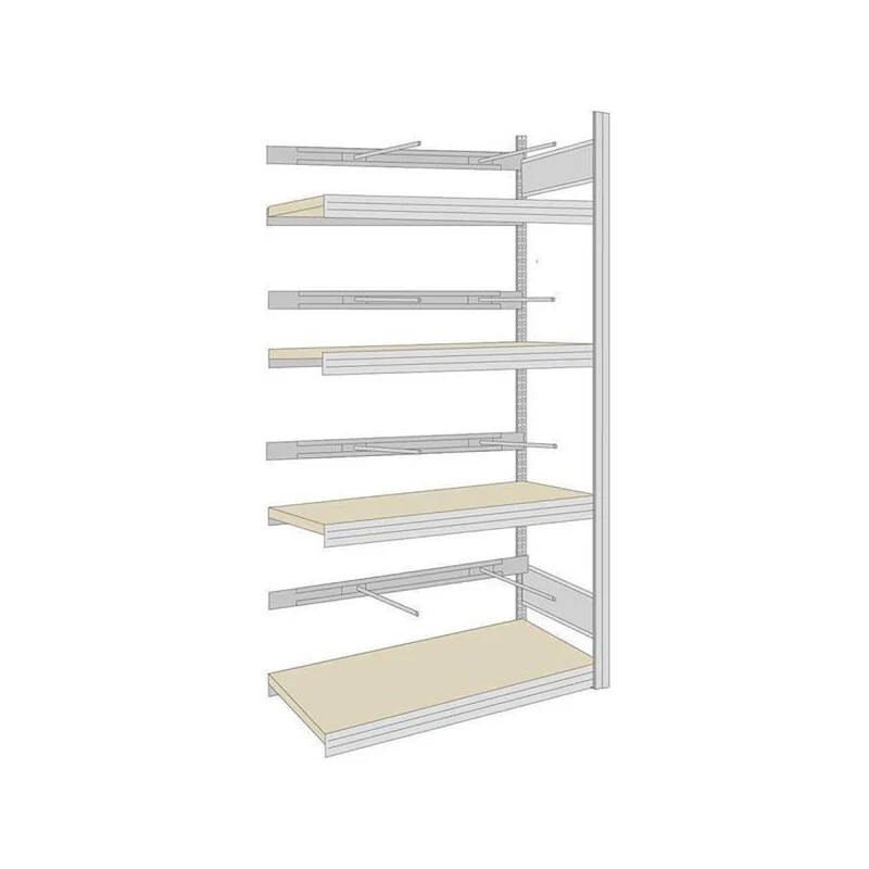 Schilderregal, Anbauregal mit 4 Lagerebenen und 20 Fachteilerstäbe, B 1695 x H 2500 x T 600, aus verzinktem Stahl
