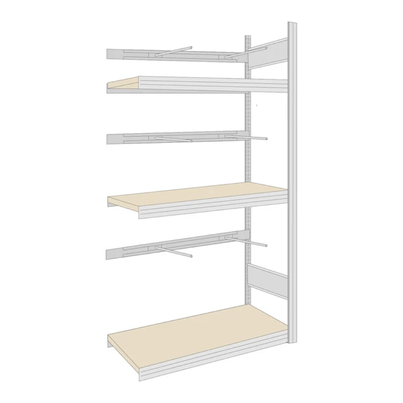 Schilderregal, Anbauregal mit 3 Lagerebenen und 9 Fachteilerstäbe, B 1285 x H 2000 x T 600, aus verzinktem Stahl