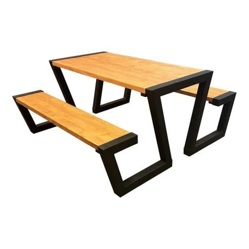 Picknicktisch Grande II 175 cm, antrazit, Gestell schwarz RAL 9005.
