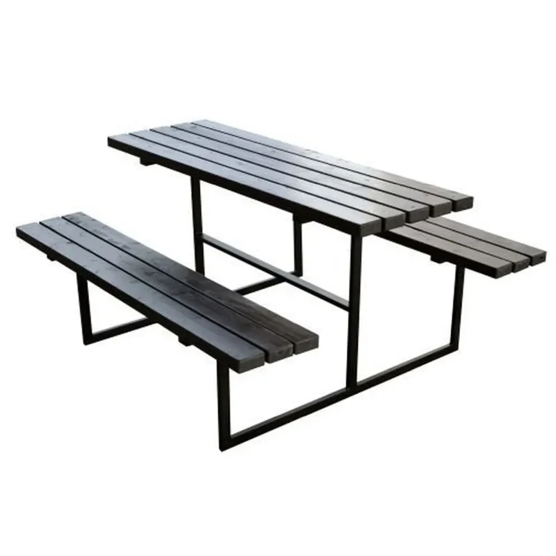 Picknicktisch Senior 200 cm, mahagoni, Gestell schwarz RAL 9005