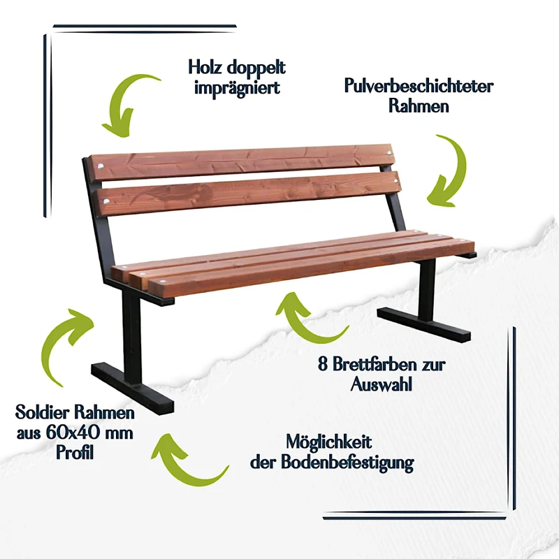 Bank Boston 2 150 cm, palisander, Gestell schwarz RAL 9005