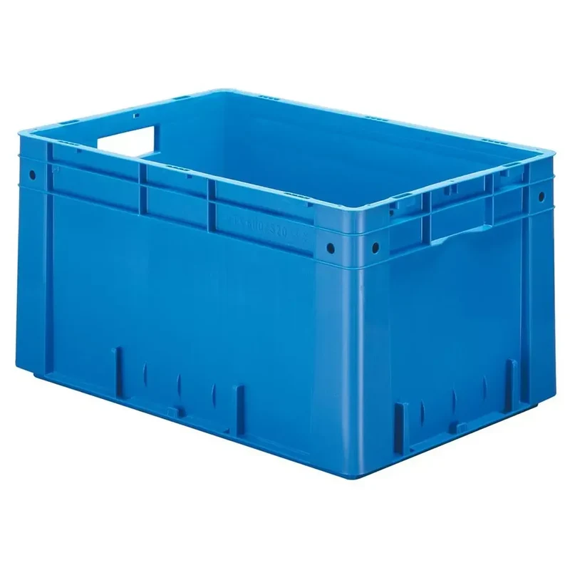Schwerlast-Euronormbehälter, PP, Wände + Boden geschlossen, Eingrifföffnung, LxBxH 600x400x320 mm, Farbe blau, VE 2 Stüc