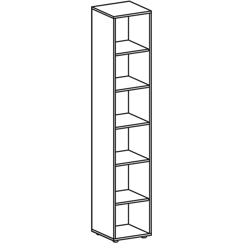 Büroregal, BxTxH 400x400x2160mm, 6 OH, 5 Böden, Justierfüße, ahorn