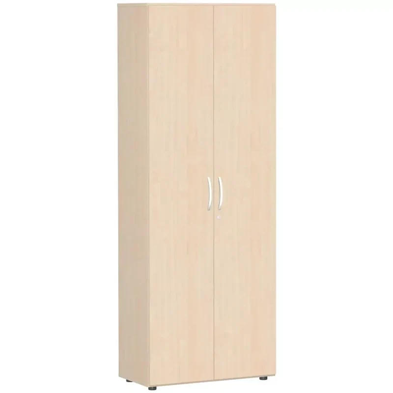 Büro-Flügeltürenschrank, BxTxH800x420x2160 mm, 6 OH, 5 Böden, Schloss, Justierfüße, ahorn