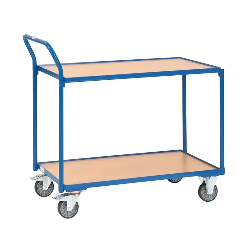 Tischwagen, 2 Ladeflächen LxB1000x600 mm, Außenmaße LxBxH 1135x600x1040 mm, senkrechter Schiebegriff, Traglast 300 kg,