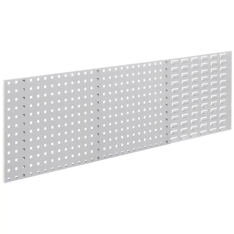 Loch-/Schlitzplattenkombination: 2/3 Lochplatte, 1/3 Schlitzplatte, BxH 1500x450 mm, RAL 7035
