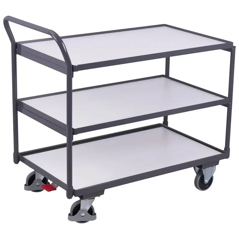 Leichter Tischwagen, ESD, 3 Ladeflächen LxB 985x590 mm, Außenmaße LxBxH 1125x625x1010 mm, Traglast 250 kg