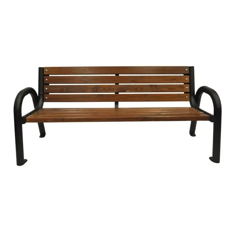 Bank Posener 167 cm, mit Rückenlehne, braun, Gestell grau RAL 9006