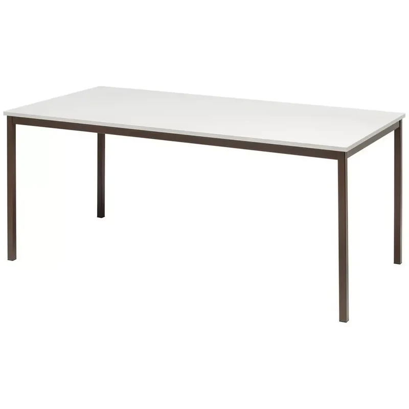 Tisch, BxTxH 1600x800x720 mm, Vierkantrohrgestell RAL 8014 braun, Tischplatte melaminharzbeschichtet lichtgrau