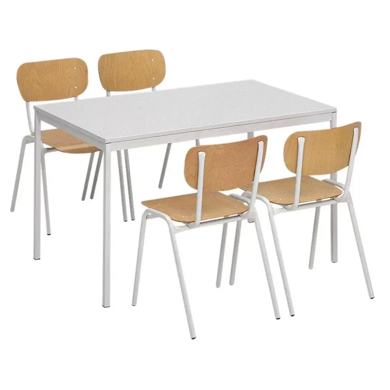 Tisch, BxTxH 800x800x720 mm, Vierkantrohrgestell RAL 7035 lichtgrau, Tischplatte melaminharzbeschichtet lichtgrau