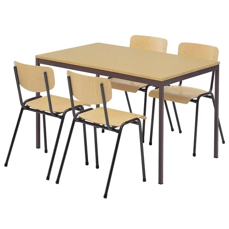 Tisch, BxTxH 800x800x720 mm, Vierkantrohrgestell RAL 8014 braun, Tischplatte melaminharzbeschichtet buche
