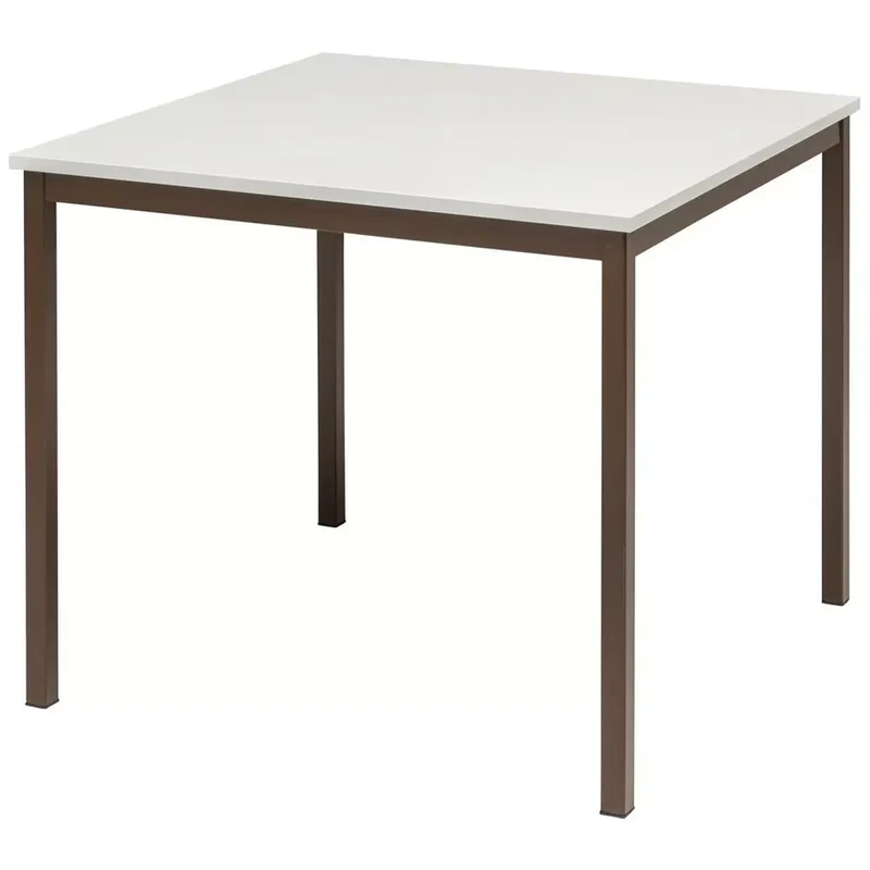 Tisch, BxTxH 800x800x720 mm, Vierkantrohrgestell RAL 8014 braun, Tischplatte melaminharzbeschichtet lichtgrau