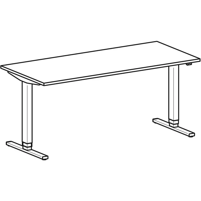Schreibtisch, elektr. höhenverstellbar, BxTxH 1800x800x650-1250 mm, Melamin-Platte 25 mm, buche/silber