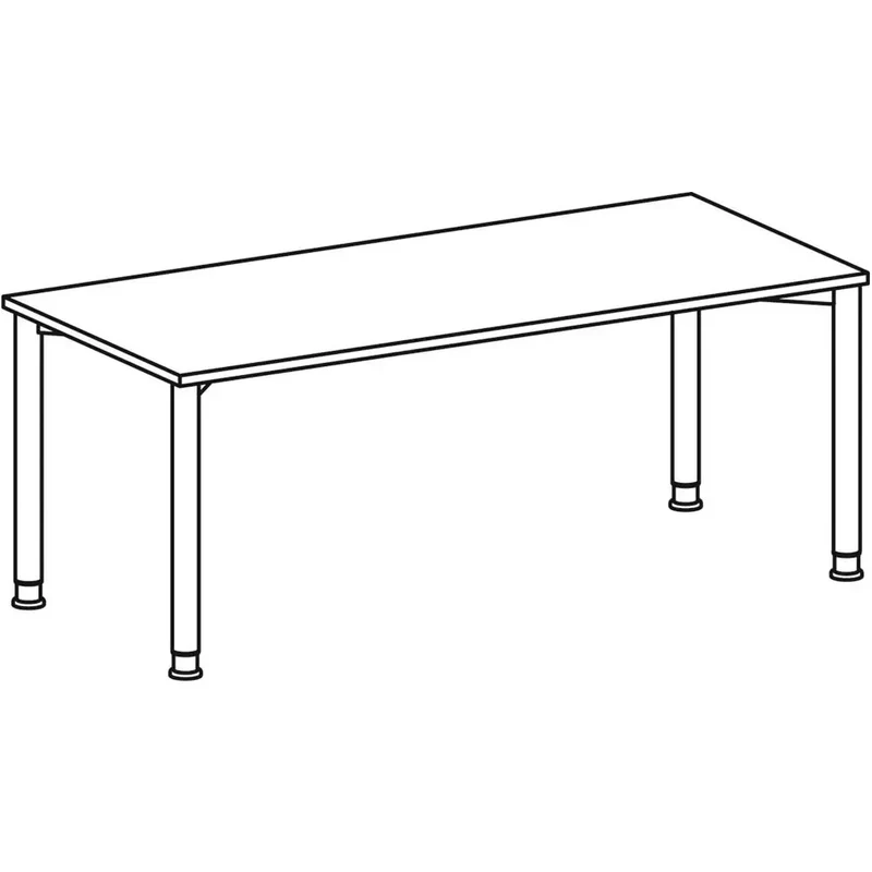 Schreibtisch, BxTxH 1800x800x680-800 mm, höhenverstellbar, Platte lichtgrau, Rundrohrgestell silber