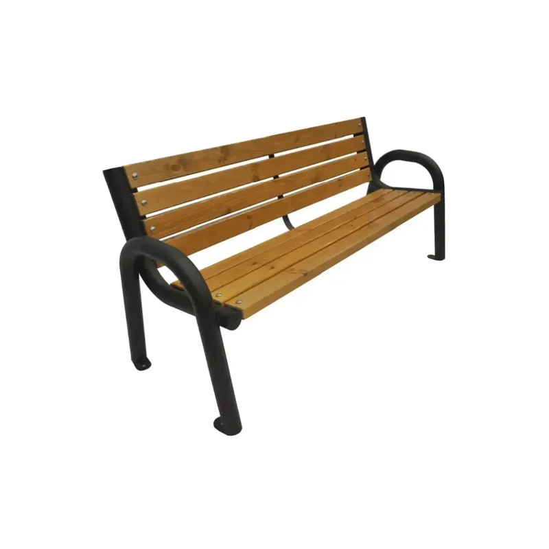 Bank Primario 150 cm, mit Rückenlehne, helle eiche, Gestell schwarz RAL 9005