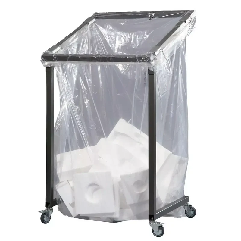 Styropor-Müllsackständer, fahrbar mit 4 Lenkrollen, Quadratrohr, steckbar, für 1000 l Säcke, eisenglimmer, BxTxH 730x695x950/1230 mm