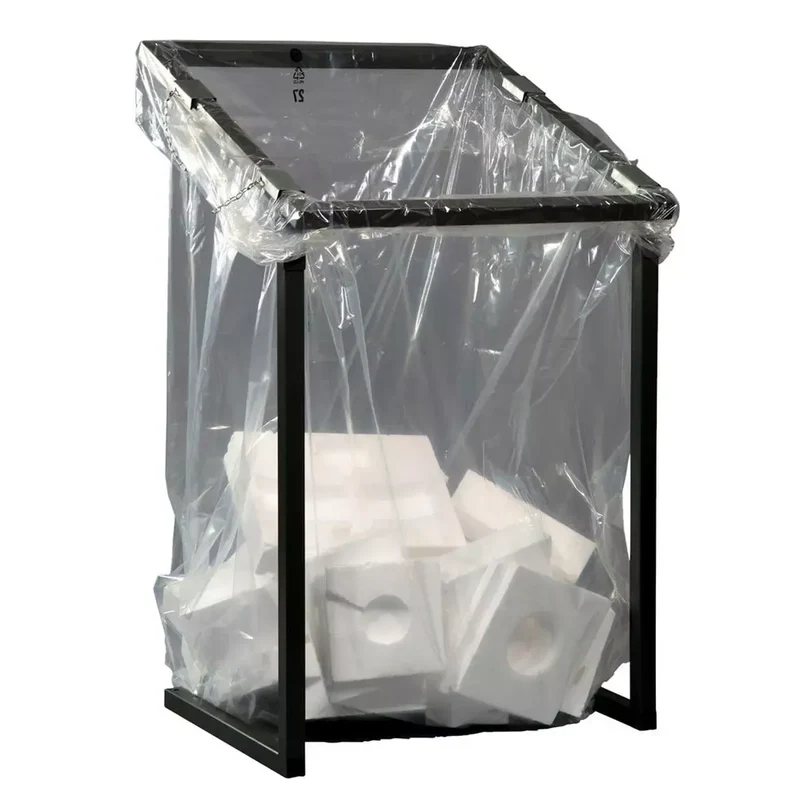Styropor-Müllsackständer, stationär, Quadratrohr, steckbar, für 1000 l Säcke, eisenglimmer, BxTxH 730x695x950/1230 mm
