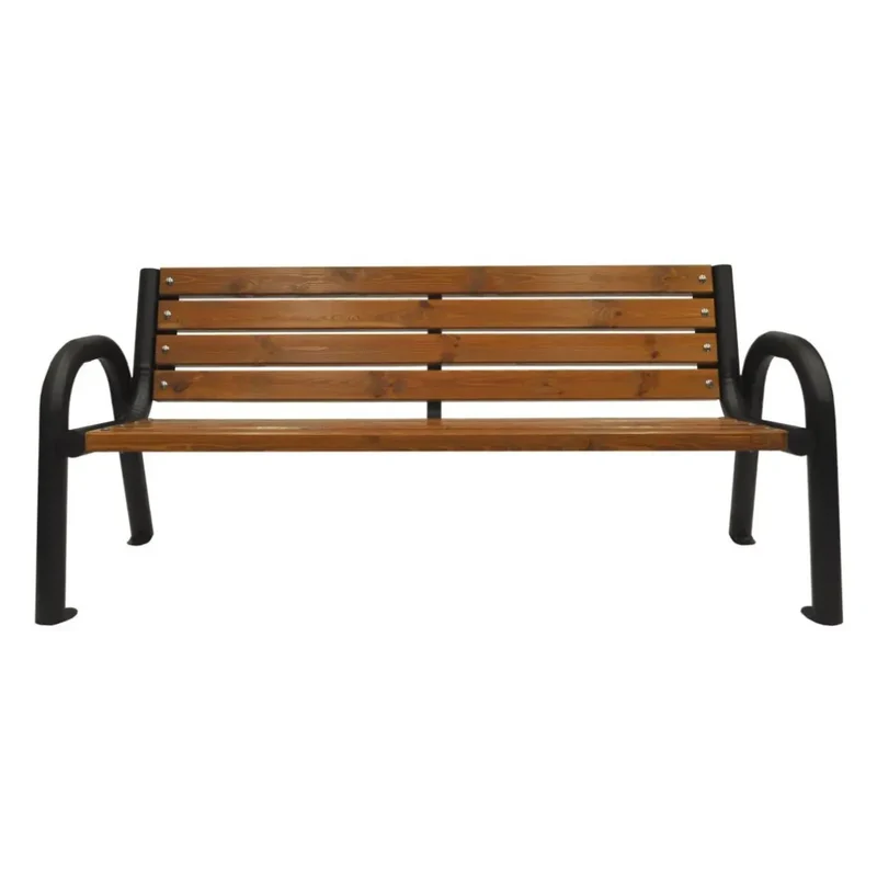 Bank Piccolo 210 cm, mit Rückenlehne, teak, Gestell schwarz RAL 9005