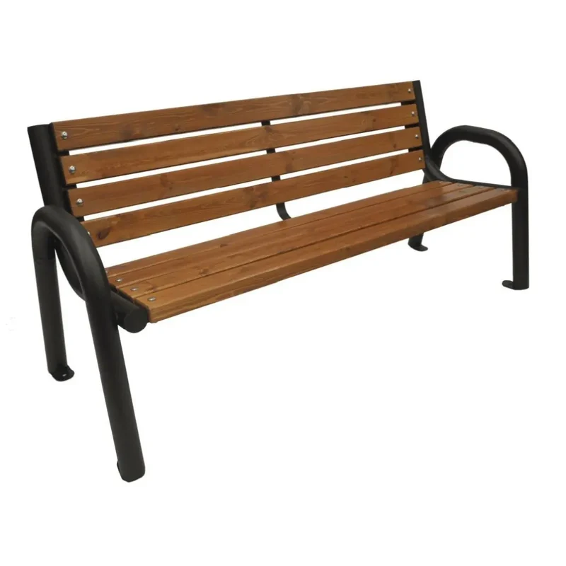 Bank Grande 142 cm, mit Rückenlehne, teak, Gestell grau RAL 9006