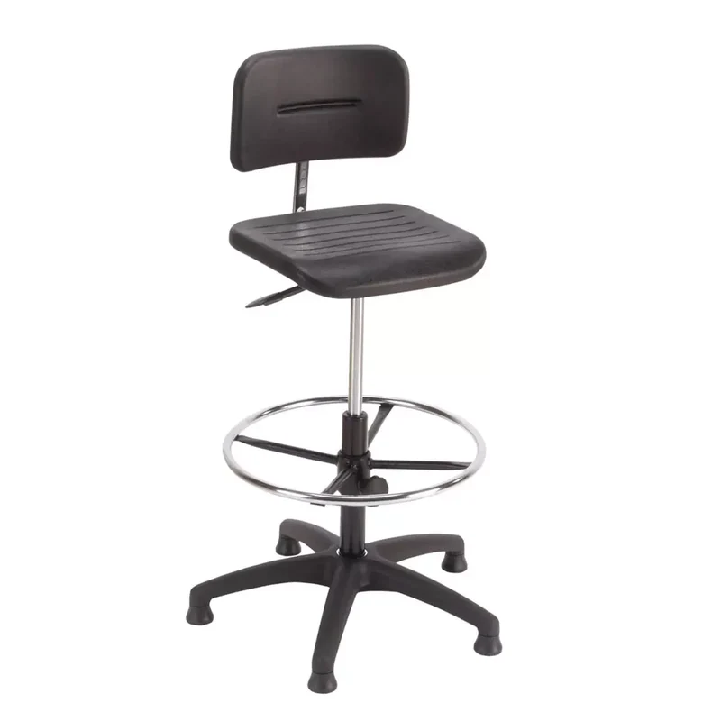 Arbeitsstuhl mit Gasfederhöhenverstellung, PU-Schaum, Bodengleiter, Fußring, Sitz Höhe 620-870 mm