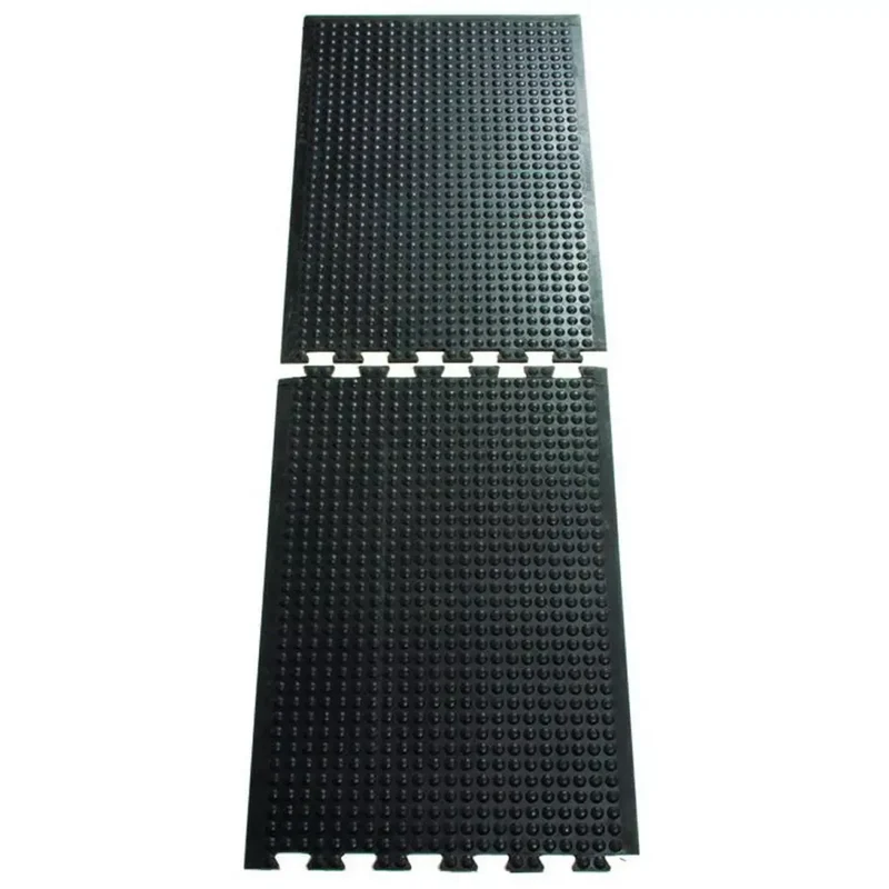 Arbeitsplatzmatte, Gummi, schwarz, Endstück mit abschrägtenKanten an 3 Seiten, LxBxH 600x900x15 mm, Gewicht 6,0 kg