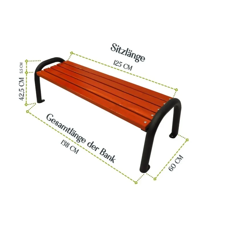 Bank Primario 138 cm, mahagoni, Gestell grau RAL 9006