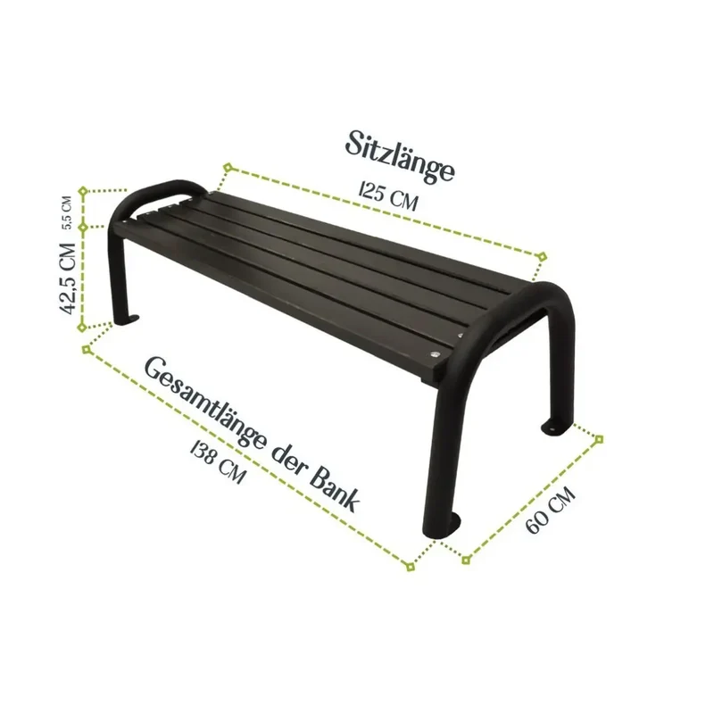 Bank Primario 138 cm, palisander, Gestell grau RAL 9006
