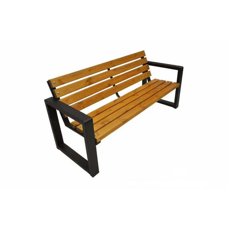 Bank Grande 142 cm, mit Rückenlehne, palisander, Gestell schwarz RAL 9005