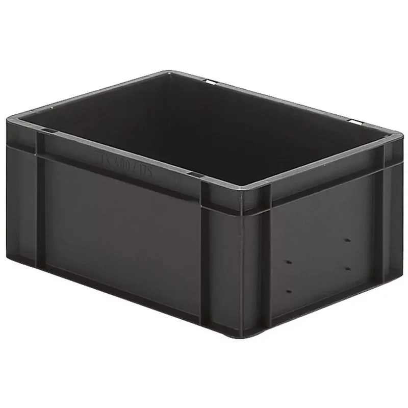 Euronormbehälter, leitfähig, Polypropylen, schwarz, LxBxH außen/innen 400/356x300/255x120/110 mm, VE 4 Stück