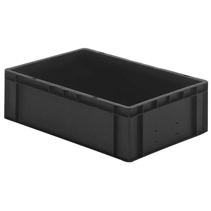Euronormbehälter, leitfähig, Polypropylen, schwarz, LxBxH außen/innen 600/551x400/352x120/110 mm, VE 2 Stück