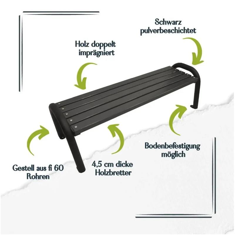 Bank Primario 113 cm, antrazit, Gestell schwarz RAL 9005