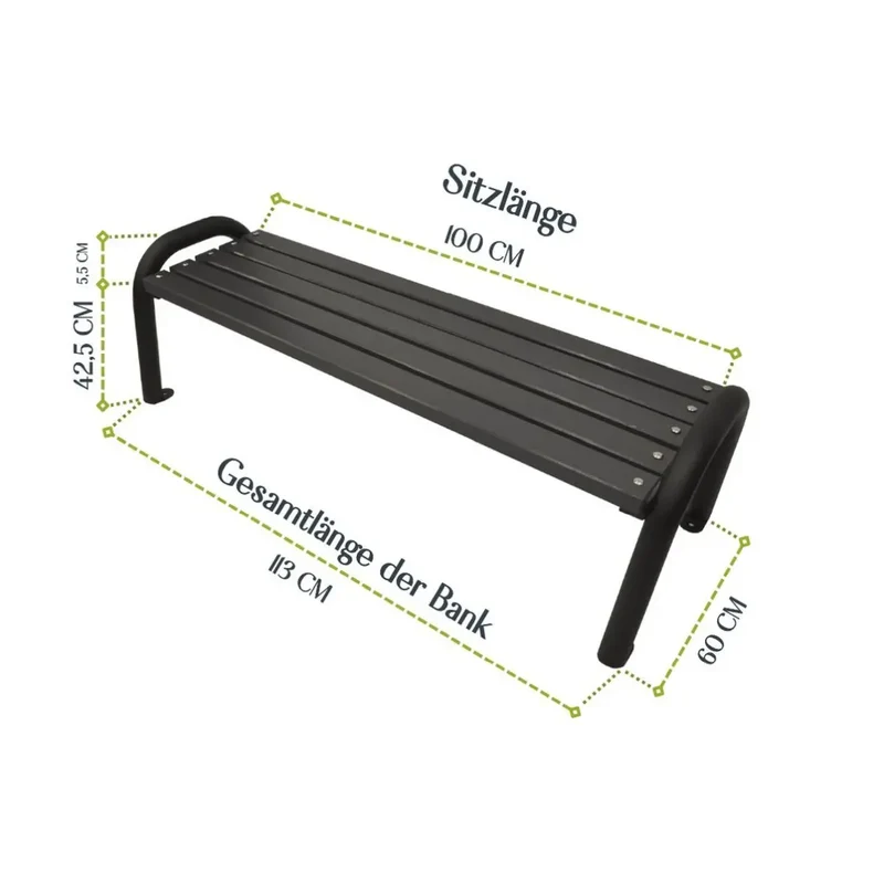 Bank Primario 113 cm, antrazit, Gestell grau RAL 9006