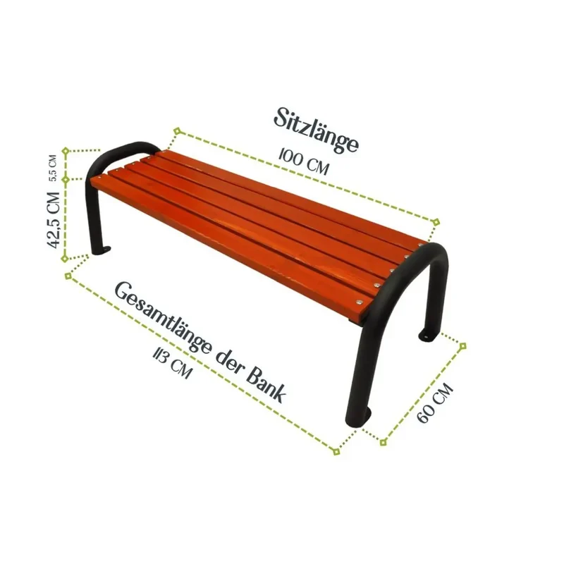 Bank Primario 113 cm, mahagoni, Gestell schwarz RAL 9005