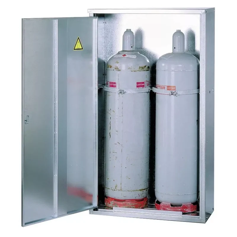 Propangasflaschen-Schrank, verzinkt, geschlossene Ausführung, mit 1 flügeliger Tür, für 2x11 kg Propangasflasche, BxTxH