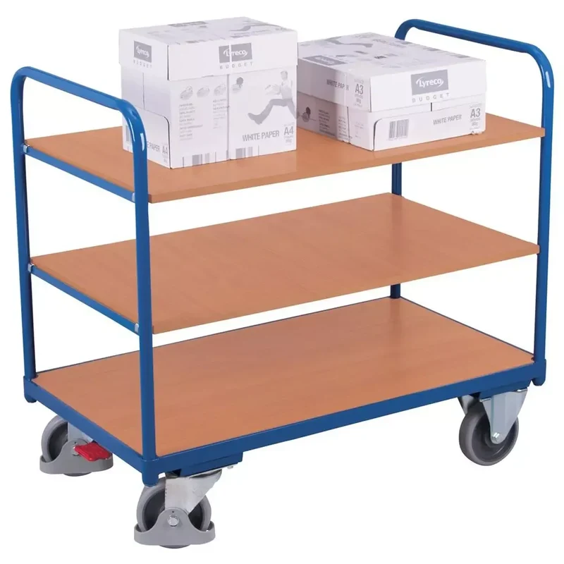 Etagenwagen, 3 Ladeflächen LxB1000x700 mm, Außenmaße LxBxH1060x700x990 mm, Tragl