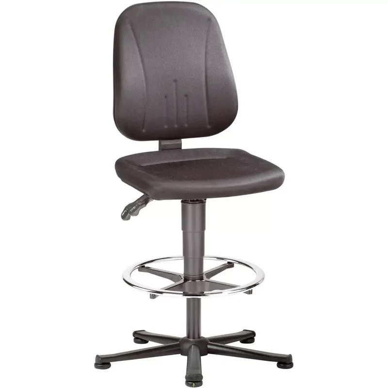 ESD Arbeitsstuhl, Stoffpolster schwarz, Gasfeder-Sitzverstellung 580-850 mm, Kunststoffgleiter u. Fußring