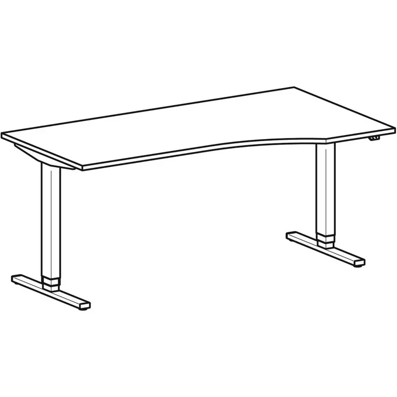 PC-Schreibtisch, elektr. höhenverstellbar, BxTxH 1800x800/1000x650-1250 mm, rechts 425 mm, Melamin-Platte 25 mm, lichtgr