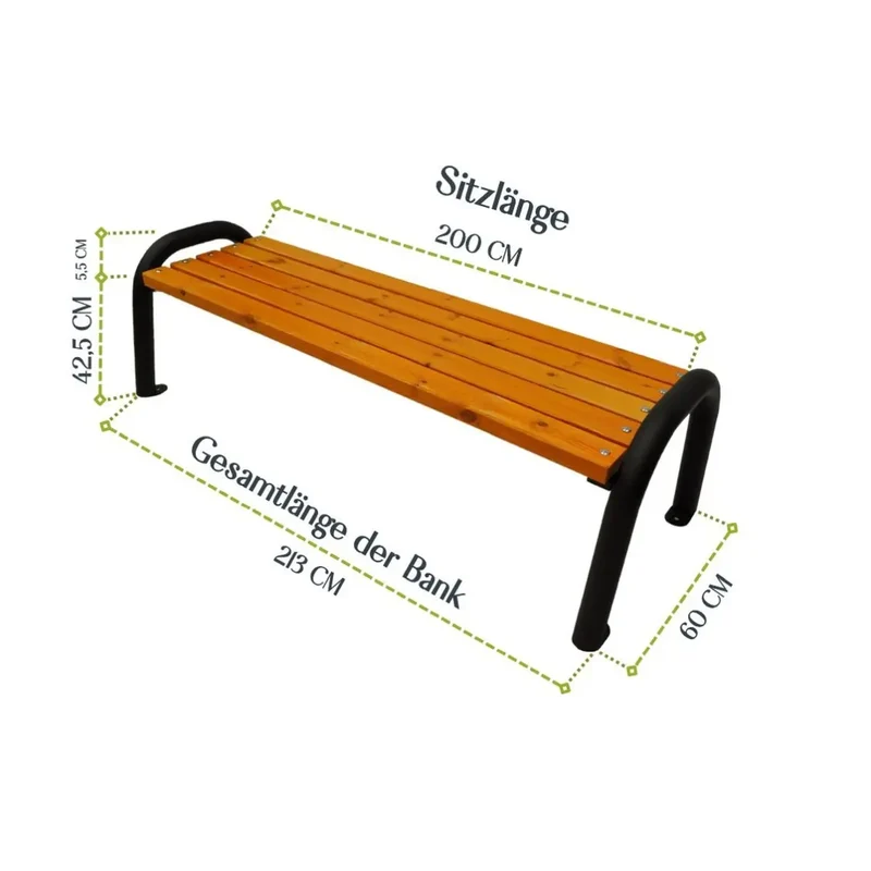 Bank Primario 213 cm, pinie, Gestell schwarz RAL 9005