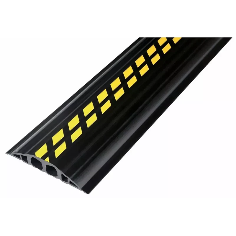 Industrie-Kabelbrücke, LxBxH 1500x200x35 mm, Kunststoff, 2 Kammern 1 Zoll, Farbe schwarz/gelb