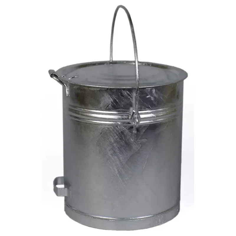 Mülleimer, Scharnierdeckel, Vol. 40 l, Durchm.xH 370x435 mm, feuerverzinkt