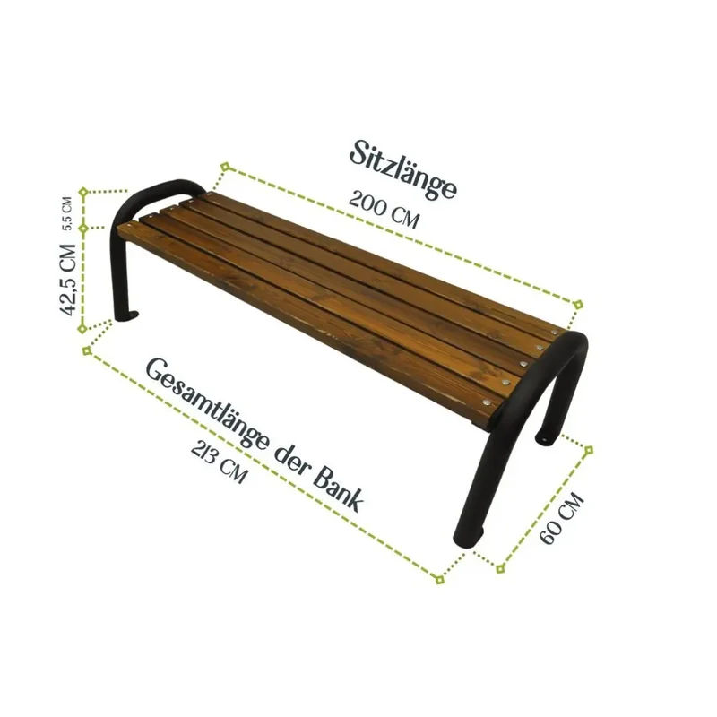 Bank Primario 213 cm, walnuss, Gestell grau RAL 9006