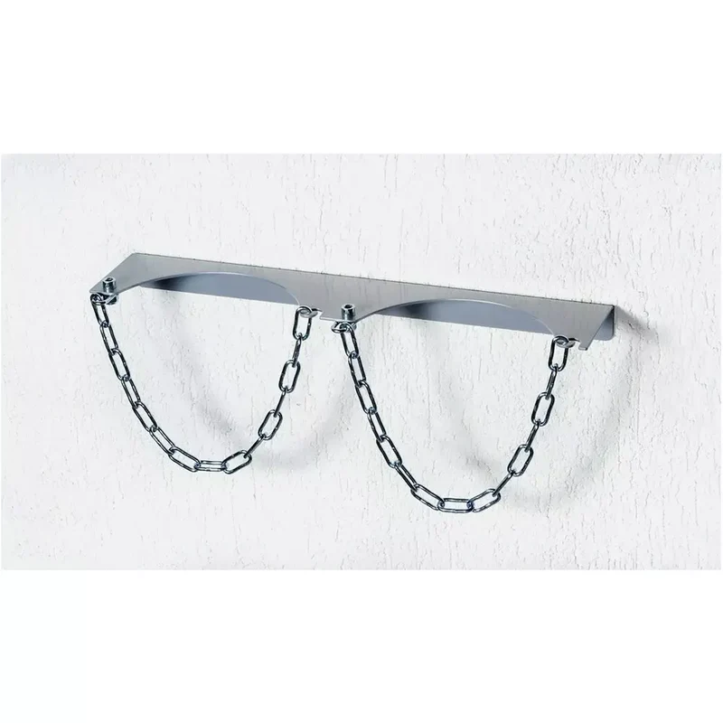 Gasflaschen-Wandhalterung, verzinkt, für 2 Flaschen Durchm.140 mm, Kettensicherung + Bohrungen zur Wandbefestigung